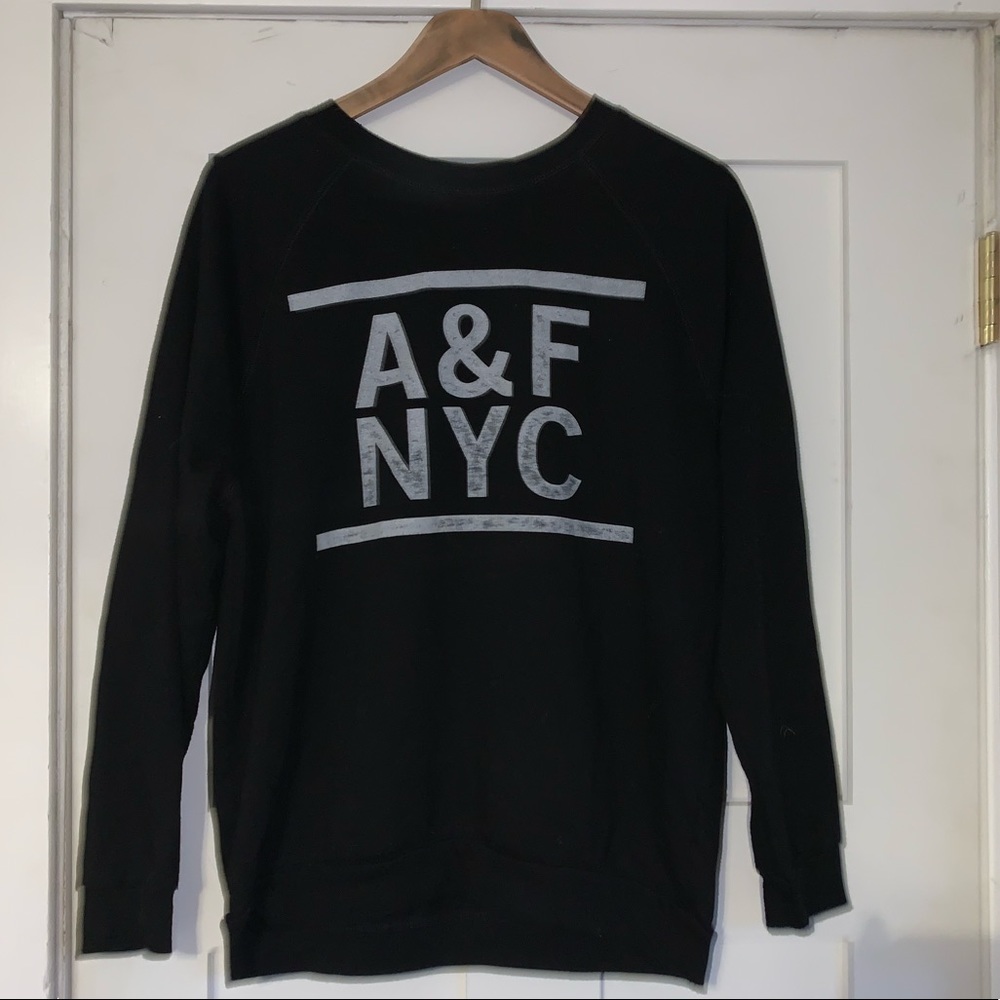 Abercrombie Oversized Black Logo Crew neck sweater
